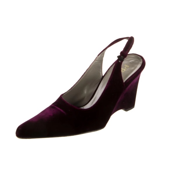 Prada Purple Velvet Slingback Wedges Sz 40 - Picture 2 of 11